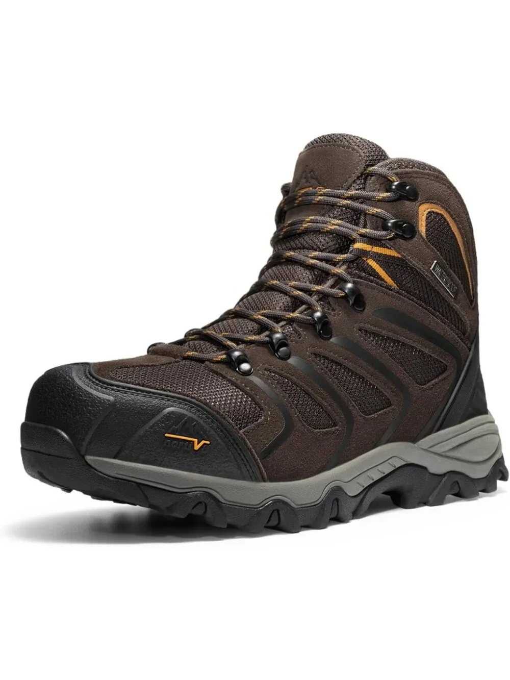 Men's Brown Waterproof Shoes Casual Mid Top Steel Toe Non Slip Hiking Boots